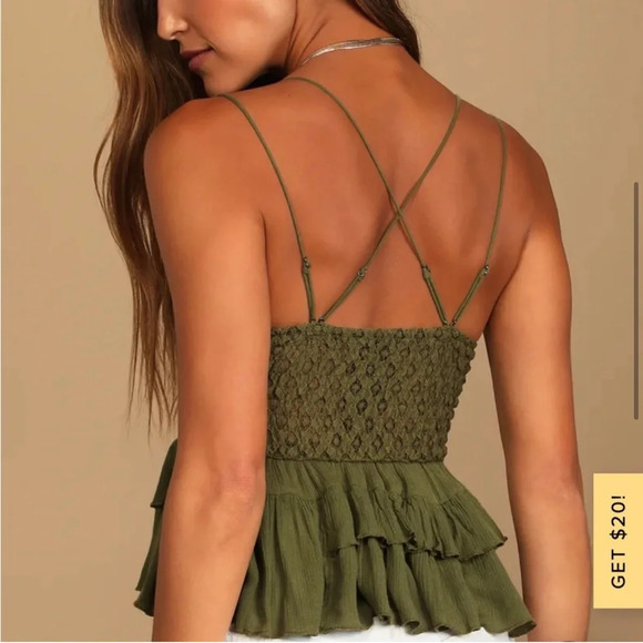 Free People Adella Cami Size XSMALL in Olive - Picture 4 of 9